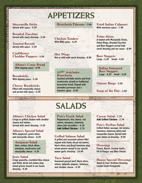 alfano's menu